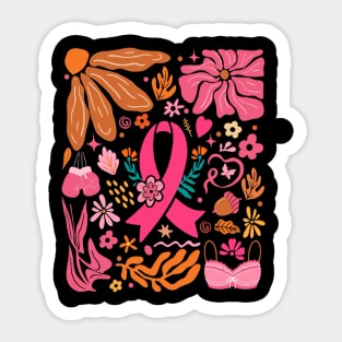Breast Cancer Awareness, Boho Floral Breast Cancer Sticker